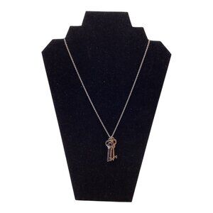 Cotton Tree Women’s Key Pendant Necklace Gold & Silver Tone W/ Adjustable Chain